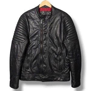 Chaqueta de motociclista de cuero Schott NYC para hombre grande negra vuelo cremallera completa café - Imagen 1 de 24