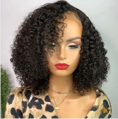 10" Lace Closure Lace Front Wig Short Deep Wave Brazilian 100% Human Hair Wig US - Image 1 of 4