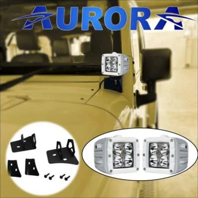 Kit de luces LED blancas Aurora más soportes para Jeep Wrangler JK Foto 1 de 4