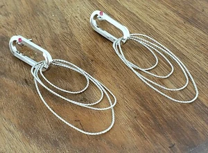 NEW EARRINGS OVAL HOOPS STYLE EXCLUSIVE FASHION ANTIALLERGIC SILVER COLOR - Picture 1 of 2