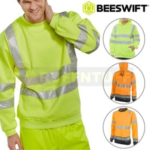 Sudadera con capucha polar Hi Vis Viz ropa de trabajo visibilidad chaqueta con capucha - Imagen 1 de 10