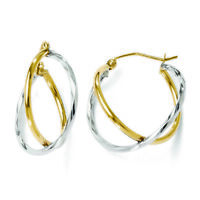 10k 10kt Two-tone Gold Hinged Hoop Earrings 20 mm X 16 mm | eBay