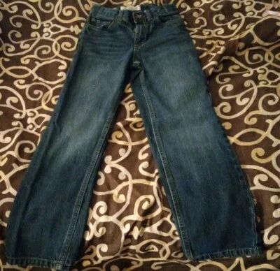 Pantalones de mezclilla rectos Cherokee para niños 10 azules oscuros ajustados lavados clásicos Foto 1 de 4