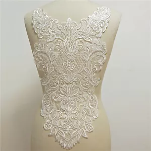 Venice Fino Encaje Bordado Aplique Blancuzco Vestido de Novia Espalda Parche - Imagen 1 de 4
