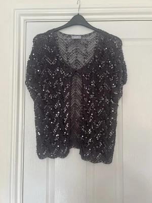Worn Once Beautiful WALLIS Crochet Sequin Shrug Cover Up Cardigan Top Size XL - Image 1 of 4