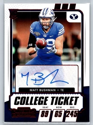 2021 Panini Contenders Draft Picks #171 Matt Bushman College Ticket Red Auto - Image 1 of 2