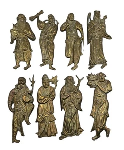 Ba Xian - Die 8 Unsterblichen ~ Messing Langlebigkeit Wanddeko Figuren ~ komplettes komplettes Set - Bild 1 von 14