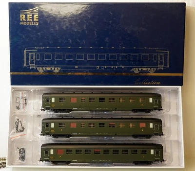 REE VB-195 ECHELLE HO 1/87 SNCF COFFRET 3 VOITURES DEV AO JUPE LONGUE + BOITE - Photo 1/4