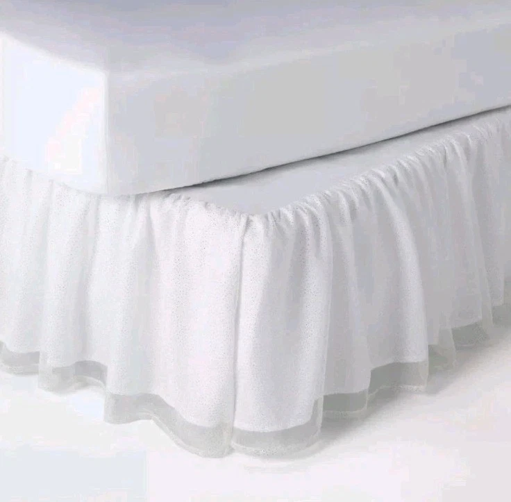 Pillowfort Glitter Dot Tulle Bedskirt – White Queen OEKO-TEX Kids