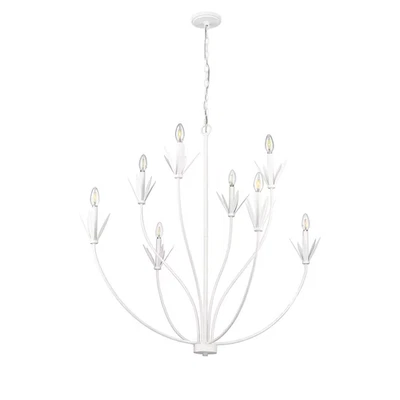 Textured White Eight Light Chandelier from the Primrose Collection - Image 1 of 2