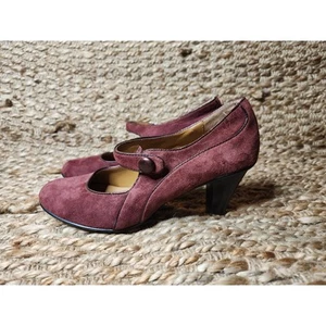 Weiche purpurrote Mary Jane burgunderrote Wildleder-Pumps Damengröße 7 - Bild 1 von 11