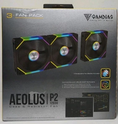Gamdias 3-Fan Pack Aeolus P2 1203U Case and Radiator Fan Please See Desc - Image 1 of 4