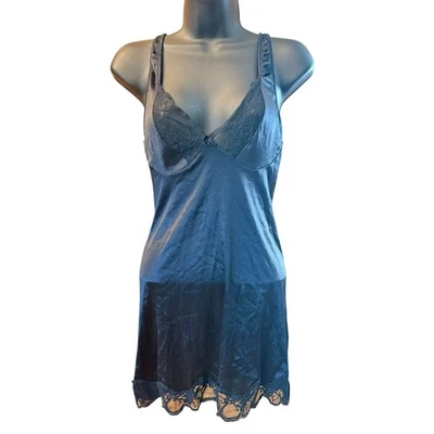 Vestido sin Mangas Completo Vintage Victorias Secret S Peluche Encaje Antrón Nylon Etiqueta Dorada Foto 1 de 4