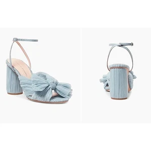 Loeffler Randall Camellia  Platform Bow Ankle Strap Sandals Sz 7 NWOB 698 BLUE - Picture 1 of 3