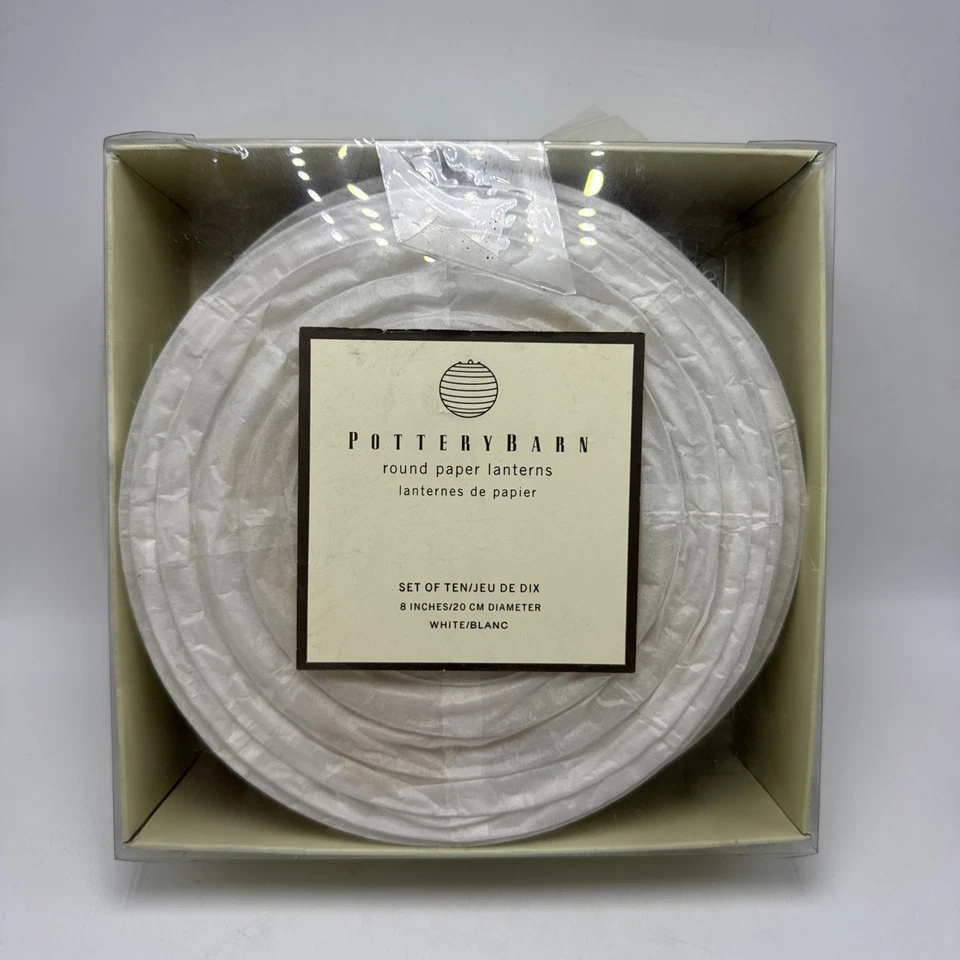 Paquete de 10 linternas de papel Pottery Barn blancas de 8" Foto 1 de 4