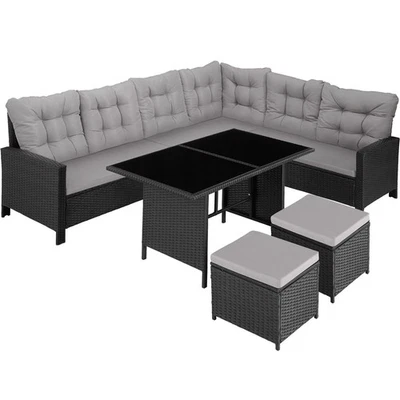 Rattan Lounge Barletta Loungemöbel Gartenmöbel Gartengarnitur schwarz B-Ware - Bild 1 von 4
