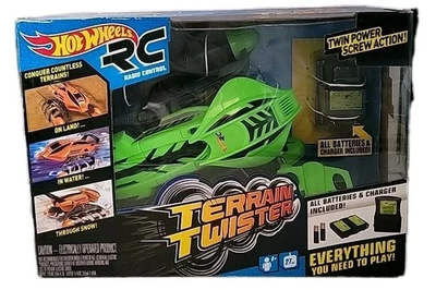 Hot Wheels Green Terrain Twister Radio Control Land Water Snow Car NIB  - Image 1 of 4