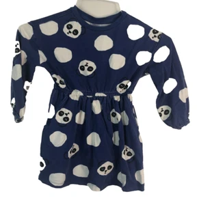 Hanna Andersson Size 4 Girls Panda Bear Dress, Blue & White (staining) - Picture 1 of 7