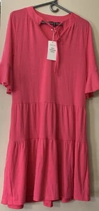 Women Summer Tunic Dress V Neck Casual Loose Flowy Swing Shift Dress Size M - Picture 1 of 9