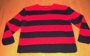 The Children's Place Red Navy Blue Striped Cotton Sweater Boys 5T /6 New / Tag - Picture 1 of 3