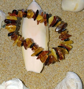 BERNSTEIN AMBER STRETCH ARMBAND SPLITTER UNISEX SCHMUCK EDEL STEIN BUNT MIX B1 - Afbeelding 1 van 10