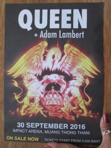 2016 queen adam lambert world tour flyer poster 8x11 in bkk thailand movie prop - Picture 1 of 1