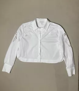 Christian Lacroix Cut Out Blatt Spitze weiß Gr. XS Crop Baumwollmischung oversized 21 - Bild 1 von 12