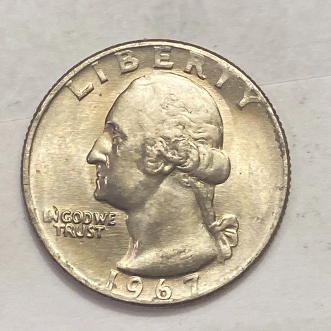 GEM BU 1967 Washington Quarter Philadelphia Mint - NOT SMS -Coin Shown Ships A9 Cover