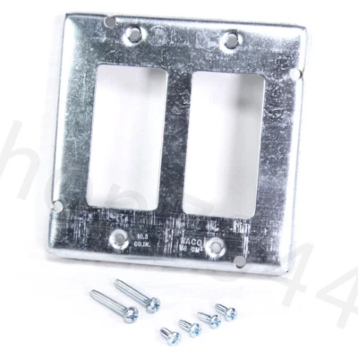 NEW RACO 857 4-11/16" Square Cover Two Decorator Device 1/2" Raised Complete Bag