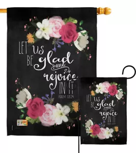 Let Us Regoice Expression God Bible Glad Salmo 118:24 Jardín Casa Patio Bandera - Imagen 1 de 13