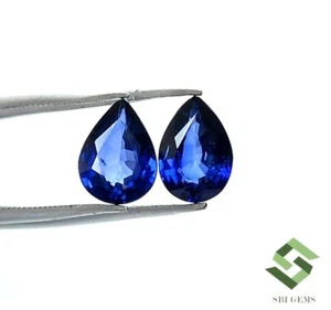 8x6 mm Natural Blue Sapphire Pear Cut Pair 2.16 CTS Faceted Loose Gemstones - Picture 1 of 7