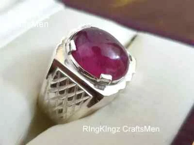 Ruby Ring for Men 925 Sterling Silver Authentic Gemstone Yaqoot Jewelry Size 9 - Image 1 of 4