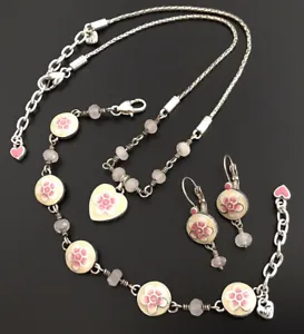 Brighton Spring Fever Pink & Cream Enamel Necklace Bracelet & Earring Set. #779 - Picture 1 of 5