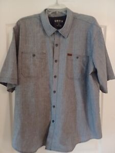 ORVIS GrayButton Down Short Sleeve Shirt Men's Size 2XL XXL Outdoor Polyester 