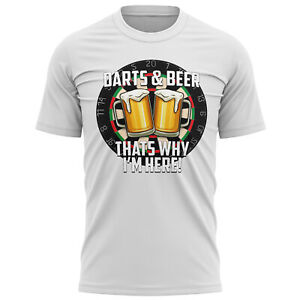 Mens Darts And Beer Thats Why Im Here T Shirt Funny Birthday Gifts For Him Joke
