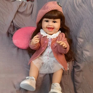 22" Full Body Vinyl Reborn Baby Newborn Doll Lifelike Girl 3D Skin Birthday Gift - Picture 1 of 6