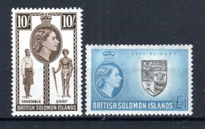 British Solomon Islands  1956-63 10s and £1 SG 95-96 MVLH/MH
