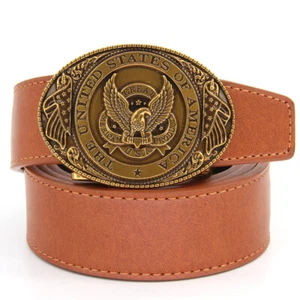Cinturón con hebilla Western Eagle para hombre cinturones informales de vaquero de 3,5 cm de ancho marrón - Imagen 1 de 4