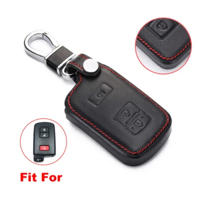 Fit Toyota 4Runner Tacoma Tundra 3 Button Leather Remote Key Fob Bag Cover Case - Image 1 of 4