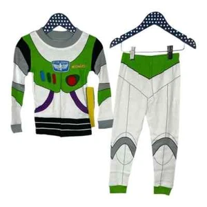 Disney Pixar Boy 4 White Green Lightyear Pajama Costume Set with Long Sleeve Top - Picture 1 of 7