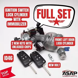 IGNITION SWITCH + LEFT DOOR LOCK CYLINDER + 2 KEYS ID46 CHEVY EQUINOX 2010-2015 - Picture 1 of 20