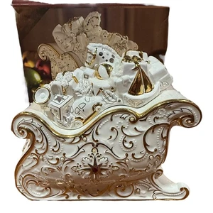 Barattolo biscotti slitta gioiello fiorentino e perle Lenox - Foto 1 di 4