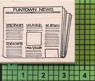 Papel de noticias Hippo Heart Funtown sello de goma montado en madera por sello Francisco 1998 Foto 1 de 3