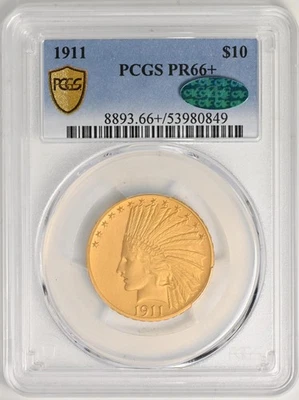 1911 INDIANO $10 PCGS PR 66+ - Imagem 1 de 4