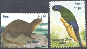 Peru Wildtiere/Vogel/gefährdete Arten/Meeresotter/Ara 2004 SC1382-83 MNH - Bild 1 von 1