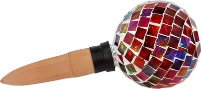 Globo de rega de vidro em mosaico com ponta de argila - medley magenta por plantas Sunnydaze - Imagem 1 de 4