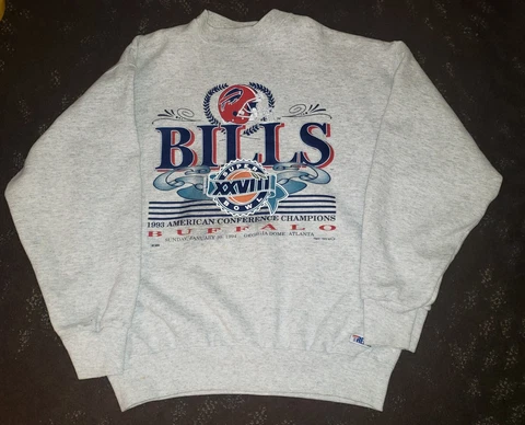 Vtg Buffalo Bills Super Bowl XXVIII Trench Sweatshirt XL 1994 Cover