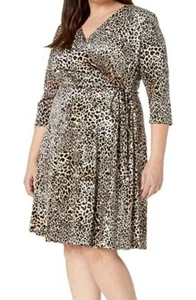 Tahari ASL Damen Plus Samt Leopardenmuster Wickelkleid aufwendig stilvoll 18 W.  - Bild 1 von 7