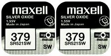2 x Maxell 379 Pila Batteria Orologio Mercury Free Silver Oxide SR521SW 1.55V