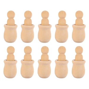Wooden Peg People Nesting Set Wood Peg Dolls Kids DIY Montessori Toy Pack of 10 - Picture 1 of 8
